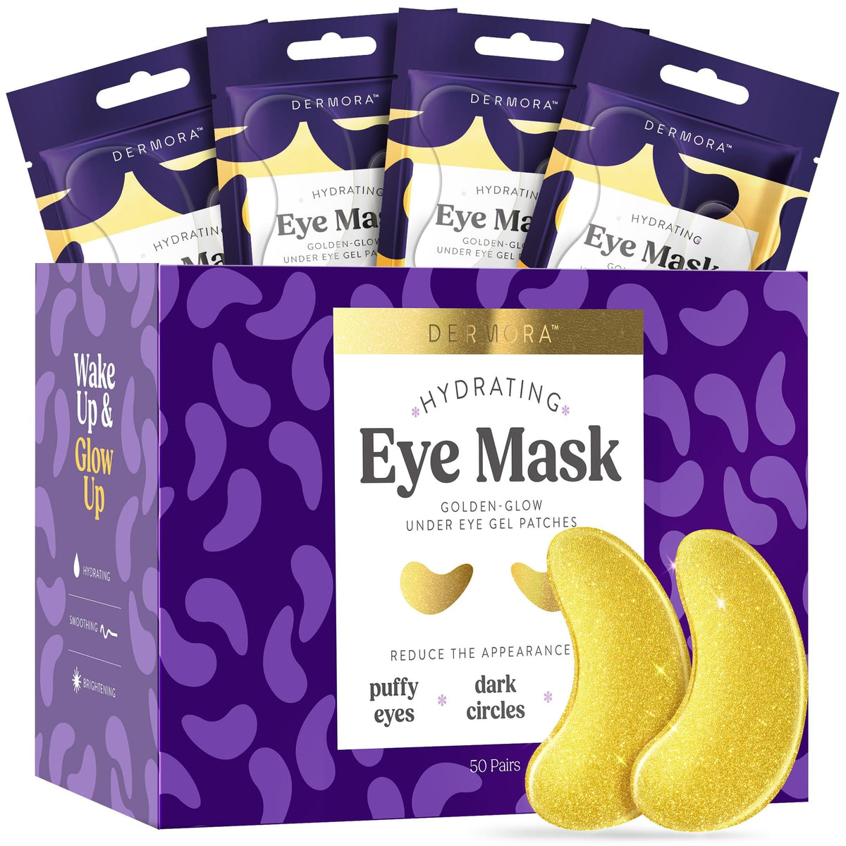 DERMORA Golden Glow Under Eye Patches front view packaging