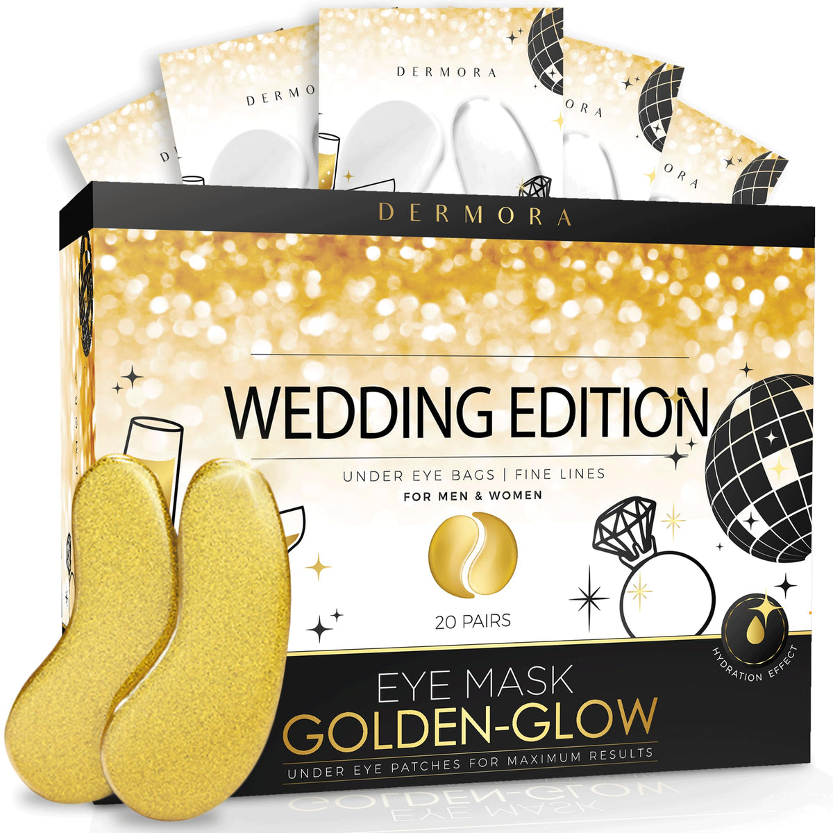 DERMORA Golden Glow Under Eye Patches front view packaging