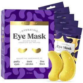 DERMORA Golden Glow Under Eye Patches front view with packaging