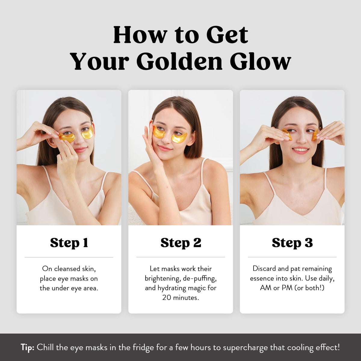 DERMORA Golden Glow Under Eye Patches in a travel bag