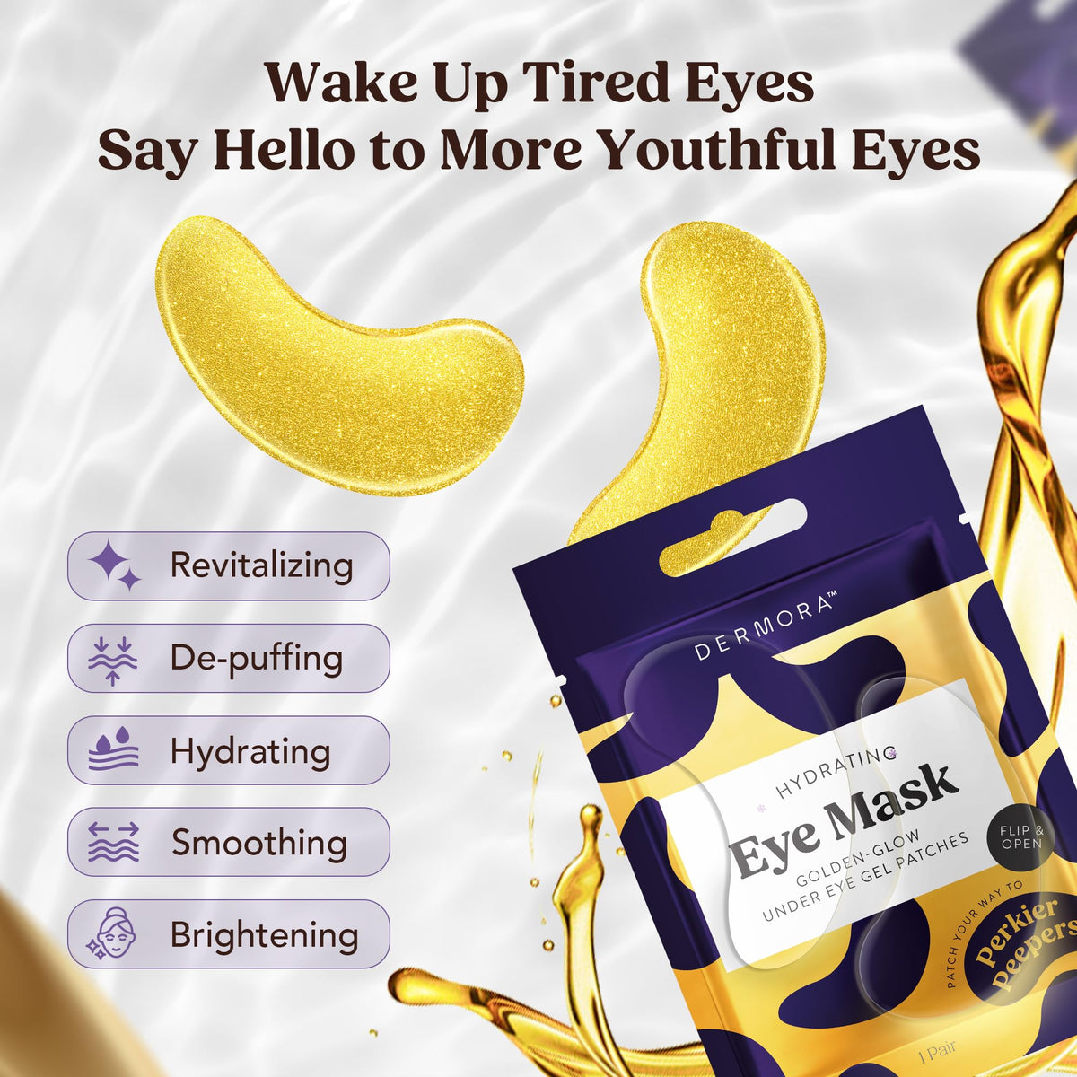 DERMORA Golden Glow Under Eye Patches individual pack