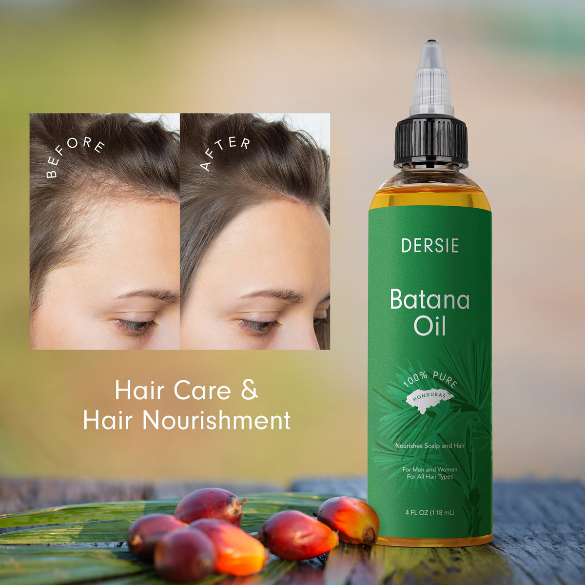 Dersie Batana Oil showing texture on hair