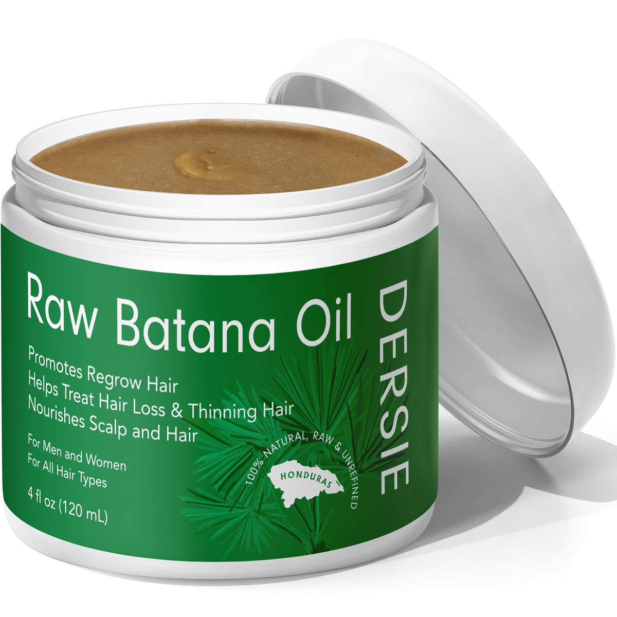 Dersie Raw Batana Oil 4 FL OZ front view with solid texture