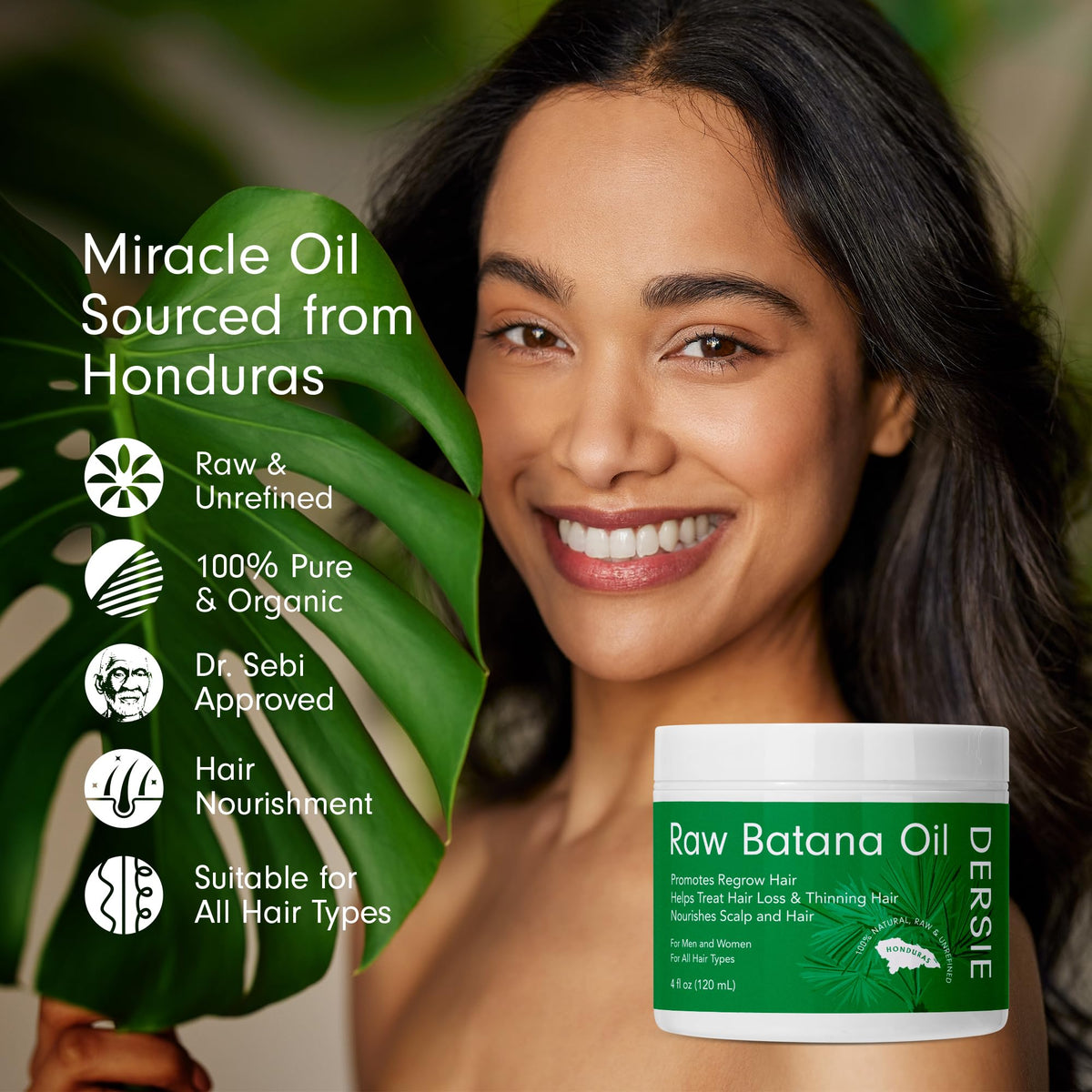 Dersie Raw Batana Oil being applied to hair