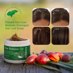 Dersie Raw Batana Oil with natural ingredients background