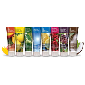 Desert Essence Coconut Shampoo and Conditioner with coconut background