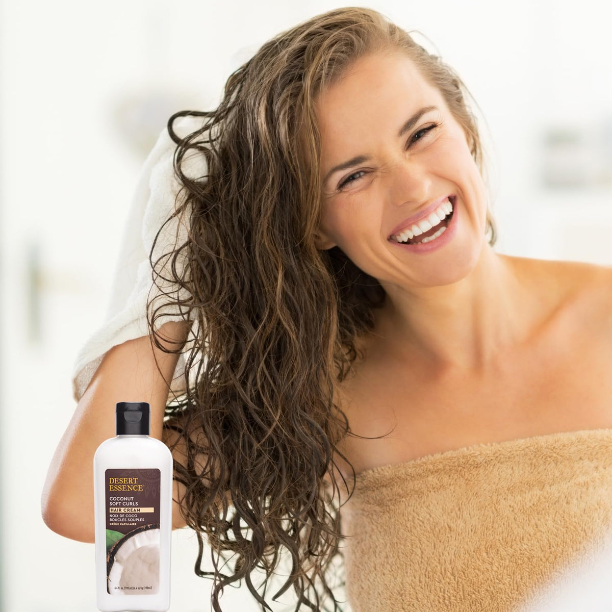 Desert Essence Coconut Soft Curls Hair Cream lifestyle scene