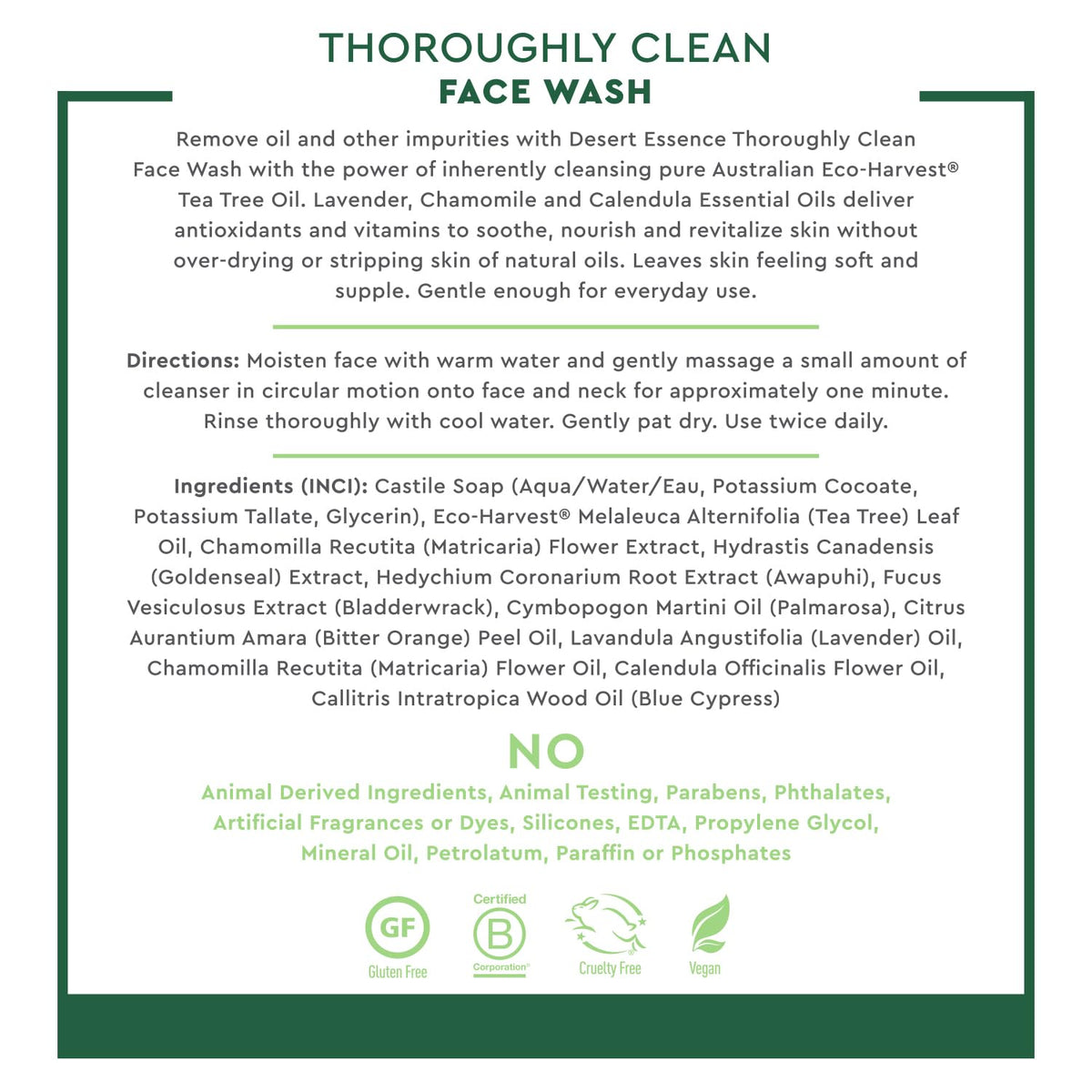 Desert Essence face wash with botanical ingredients