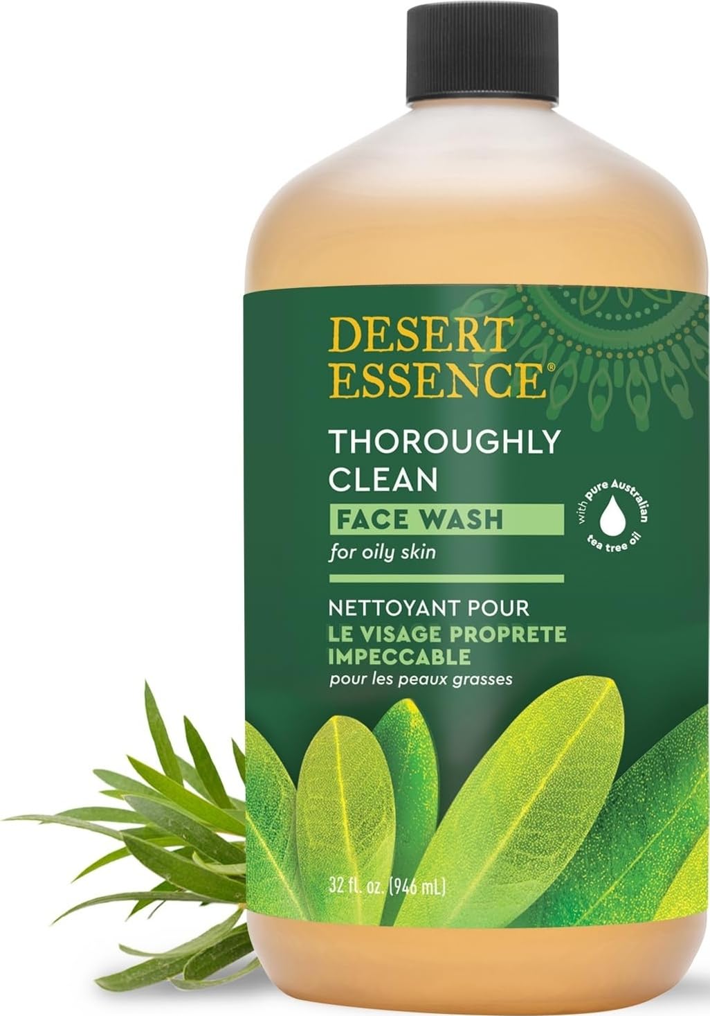 Desert Essence Thoroughly Clean Face Wash 32oz front view