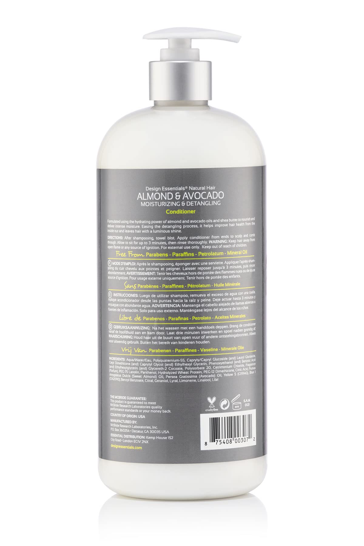 Design Essentials Almond & Avocado Moisturizing Conditioner 34 oz back view