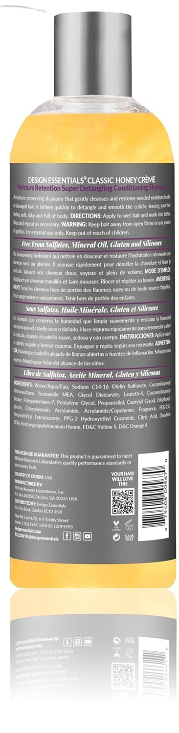 Design Essentials Honey Creme Shampoo bottle side view