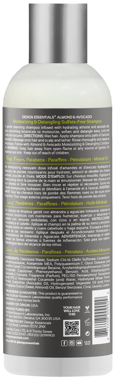Design Essentials Moisturizing and Detangling Shampoo 34 oz back view