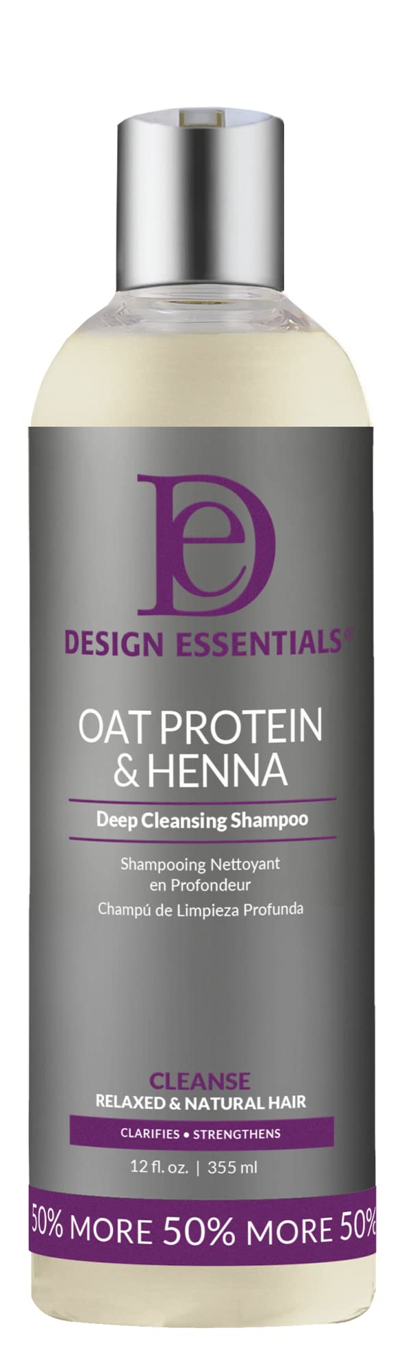 Design Essentials Oat Protein & Henna Deep Cleansing Shampoo 12 fl oz front view