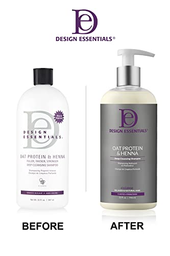 Design Essentials shampoo bottle side view showing label