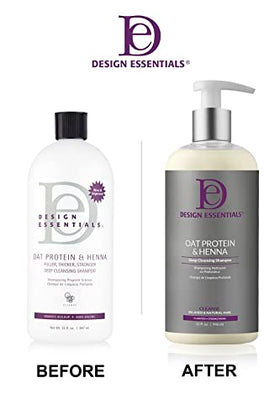Design Essentials shampoo bottle side view showing label