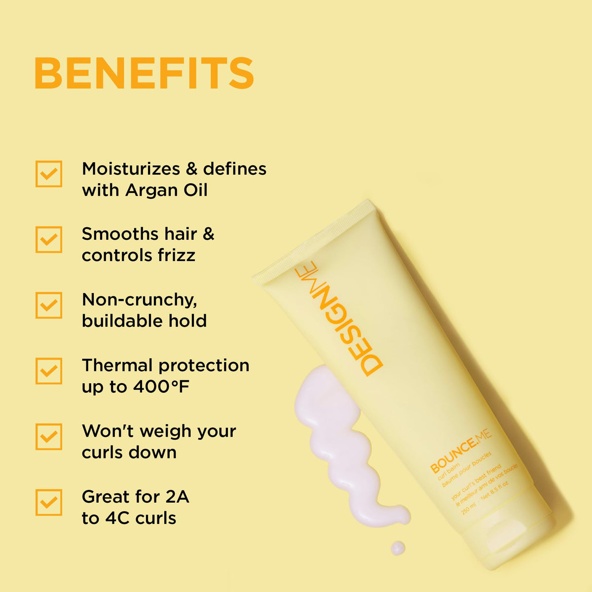 Design.Me BOUNCE.ME Curl Balm with argan oil ingredients