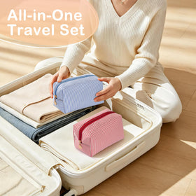 Desk organizer with UUYUUY cosmetic pouch holding pens