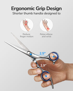 Detail of hand sharpening on ULG Hair Cutting Scissors