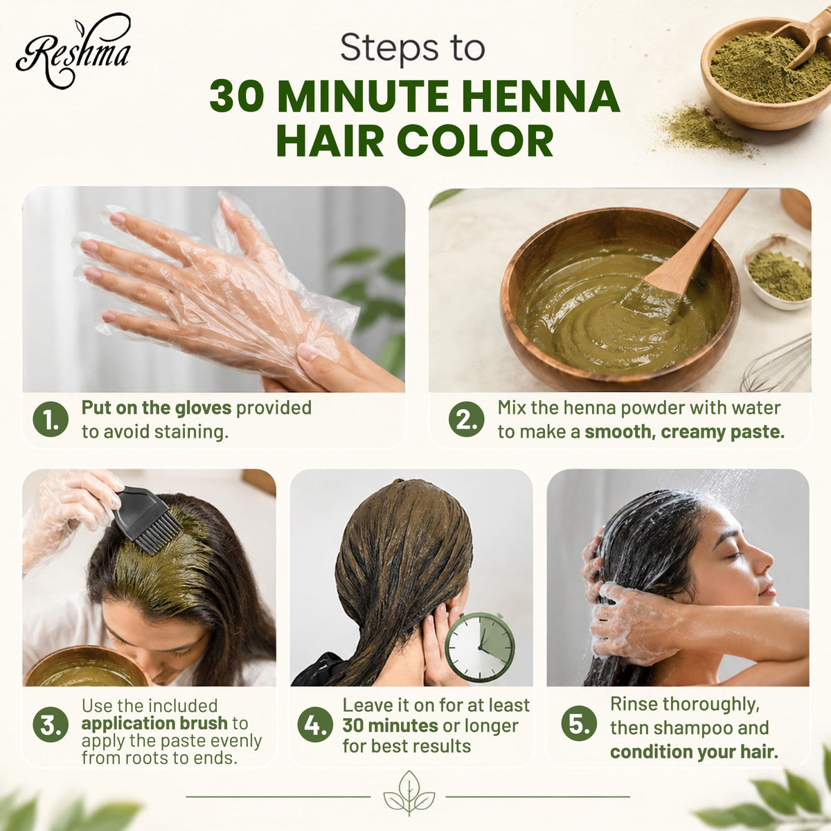 Detailed instruction manual for Reshma Beauty henna application