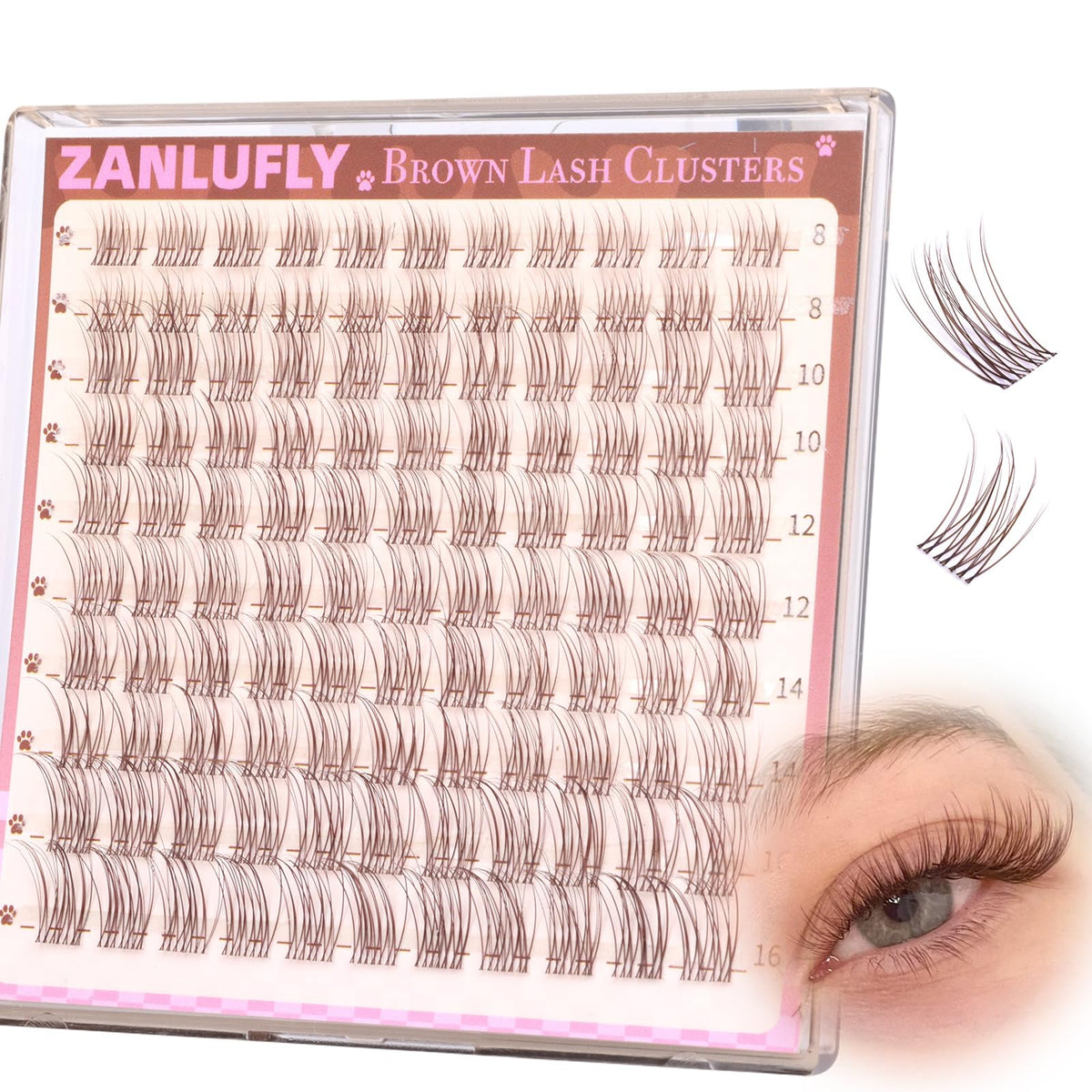 Detailed look at the wispy texture of zanlufly Brown Lash Clusters