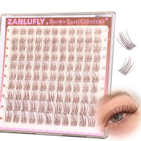 Detailed look at the wispy texture of zanlufly Brown Lash Clusters
