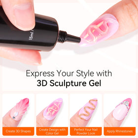 Detailed nail art created with Makartt 3D Nail Gel