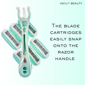 Detailed view of About Face razor pivoting head design