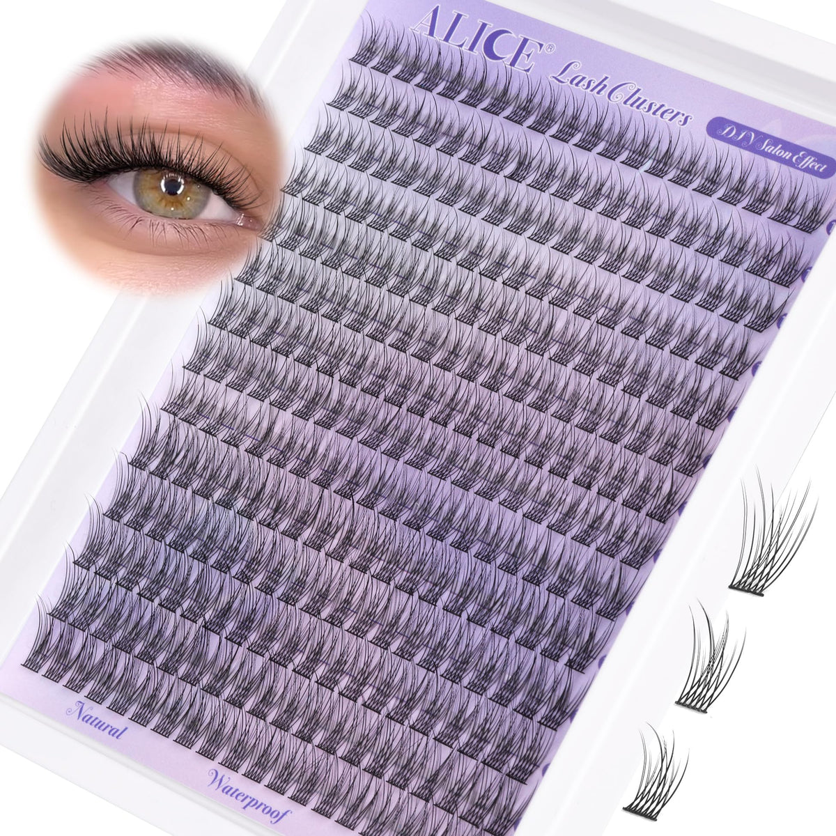 Detailed view of ALICE Natural Lash Clusters 10-14mm