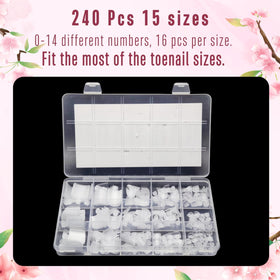 Detailed view of NOVO OVO Sharp Square Toe Nail Tips with clear finish