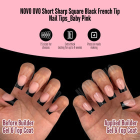 Detailed view of NOVO OVO Short Sharp Square Nail Tips cuticle end
