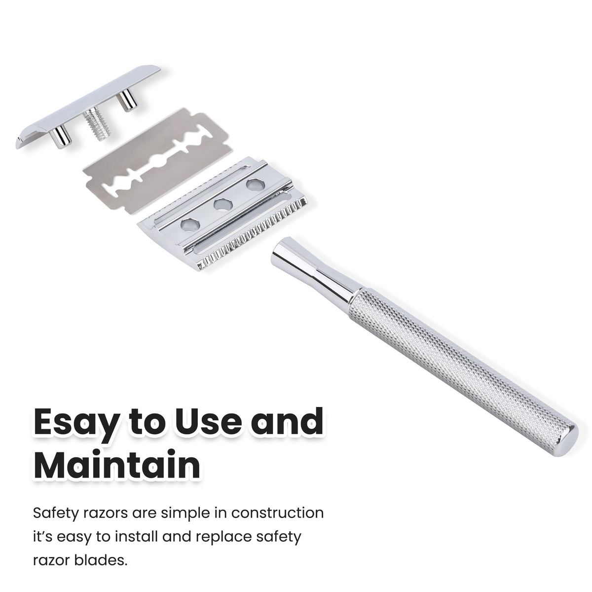 Detailed view of the razor's slim head design