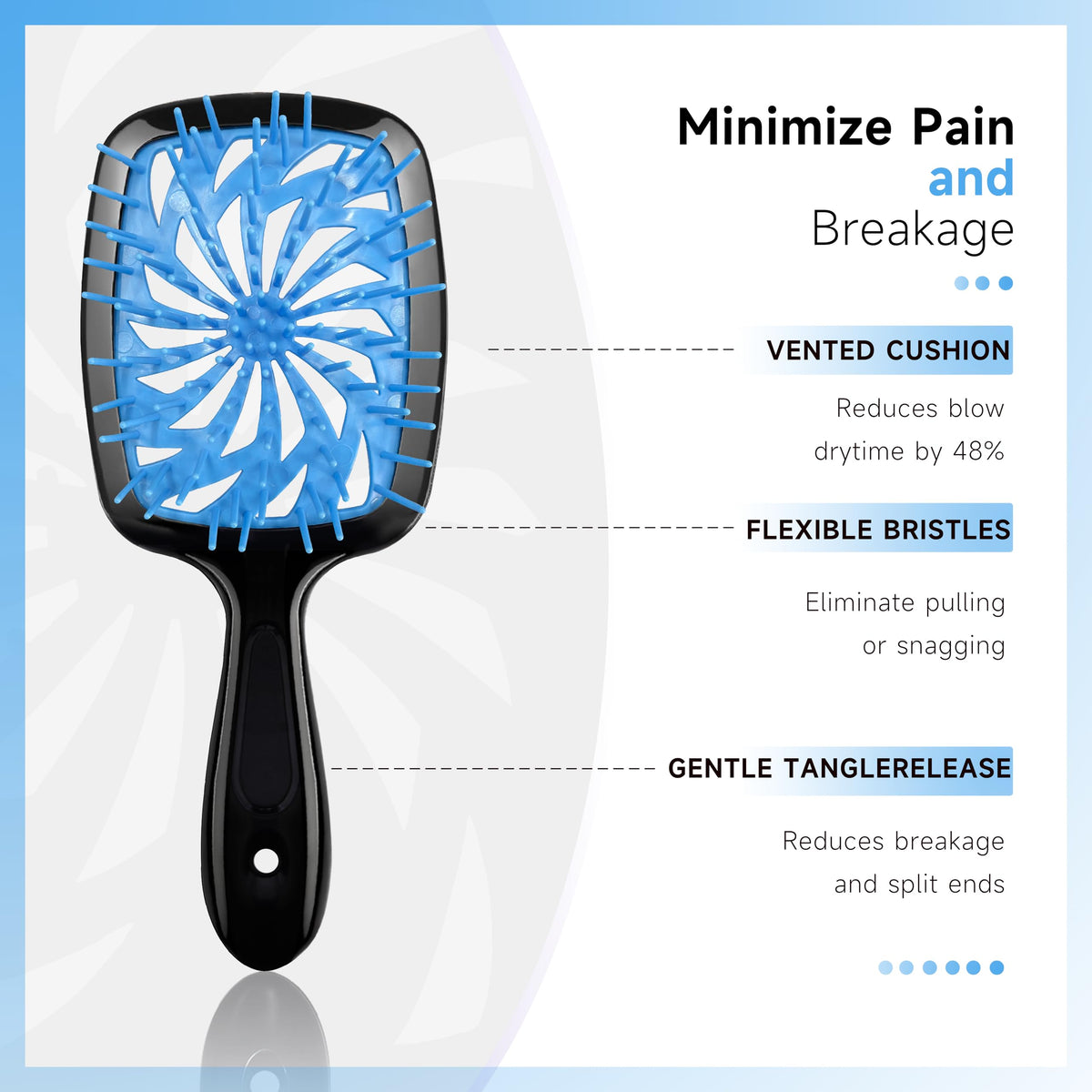Detangling brush from FlyLanyards with ergonomic design