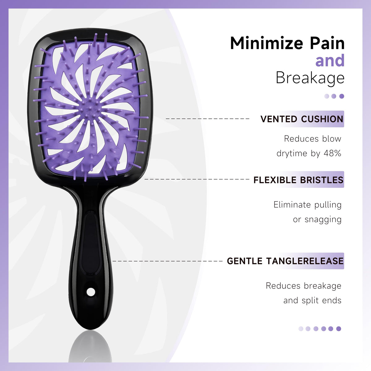 Detangling brush from FlyLanyards with matte surface