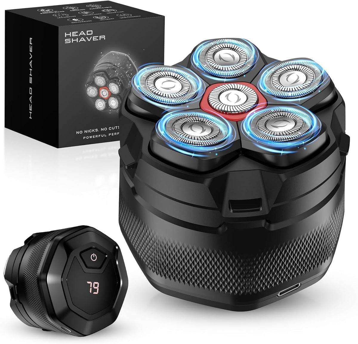 Detona Head Shaver for Bald Men with 6D blades and waterproof design