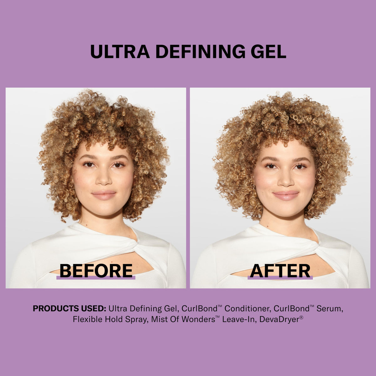 DevaCurl Ultra Defining Gel application on curly hair