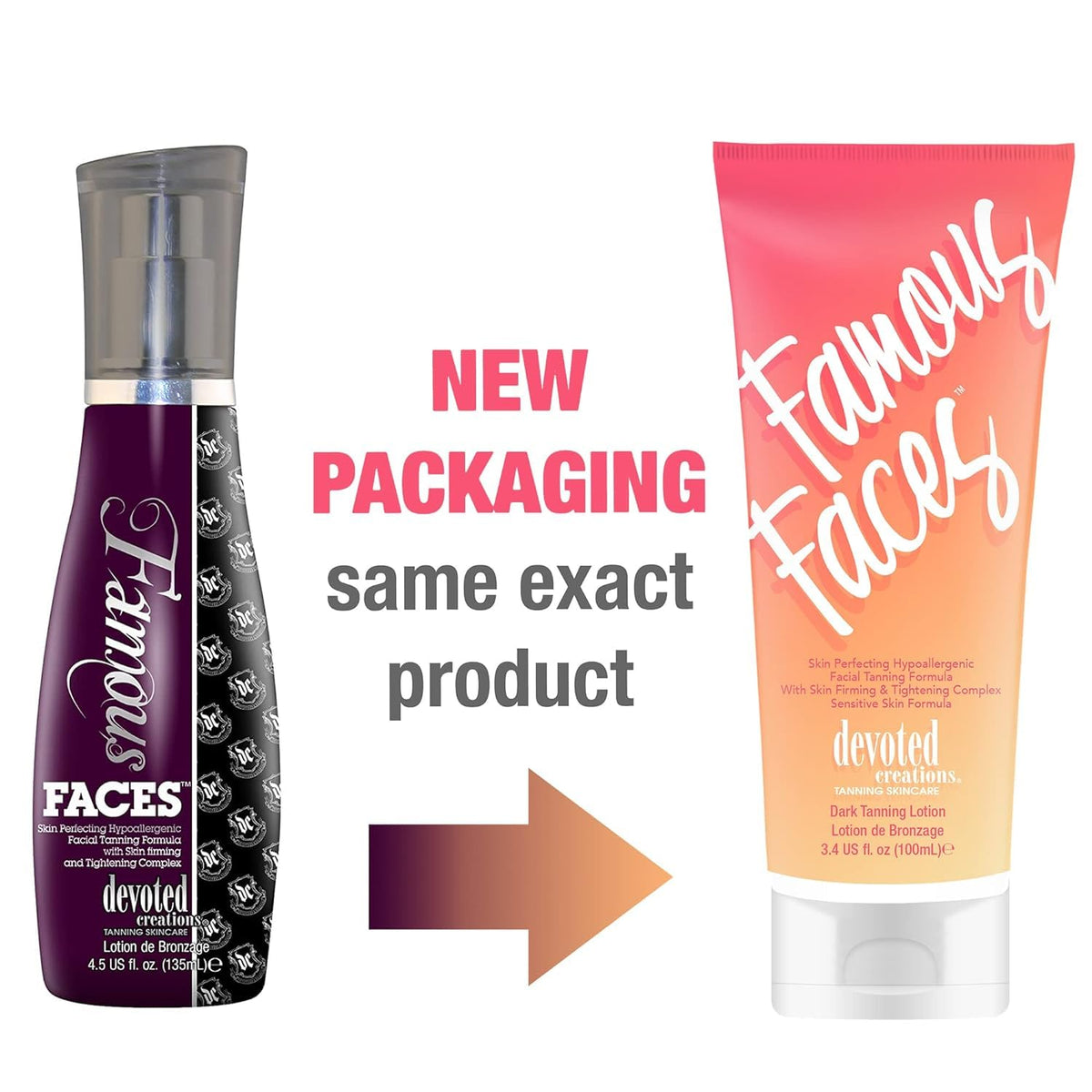 Devoted Creations Famous Faces Facial Tanning Lotion 3.4 Fl. Oz. back view