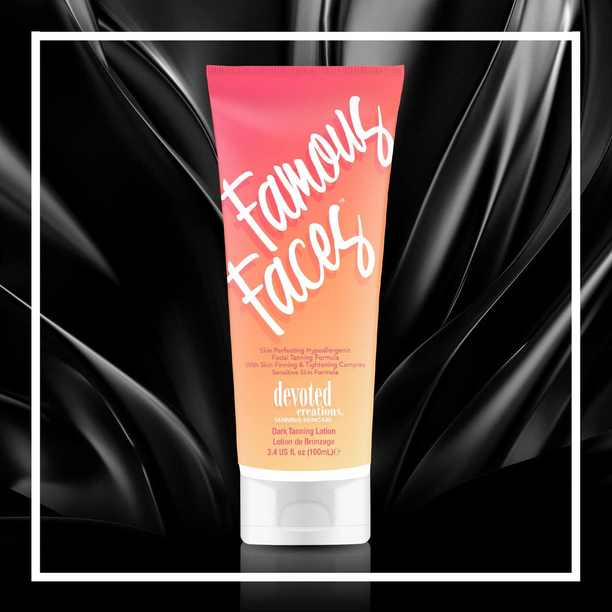 Devoted Creations Famous Faces Facial Tanning Lotion 3.4 Fl. Oz. packaging