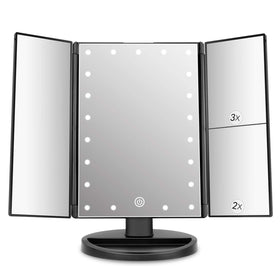 deweisn Tabletop Vanity Mirror front view with LED lights