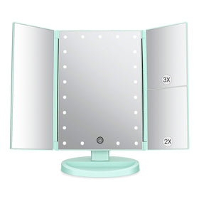 deweisn Tri-Fold Lighted Makeup Mirror front view with LED lights