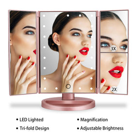 deweisn Tri-Fold Lighted Vanity Mirror back view with power options