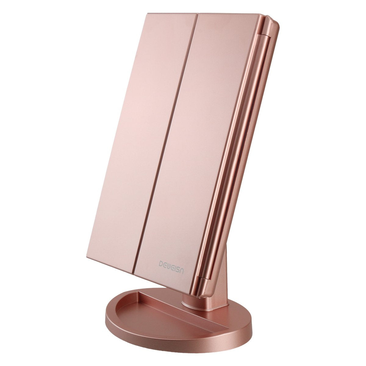deweisn Tri-Fold Lighted Vanity Mirror front view with LED lights
