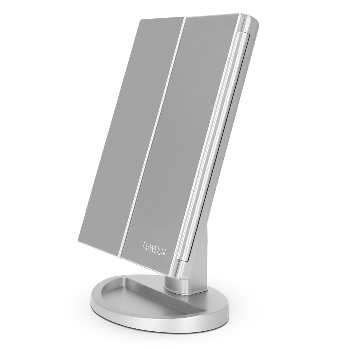 deweisn Tri-Fold Lighted Vanity Mirror front view with LED lights