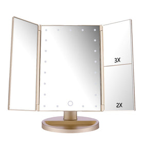 deweisn Tri-Fold Lighted Vanity Mirror front view with LED lights