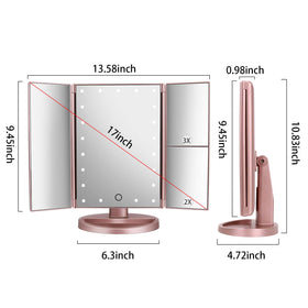 deweisn Tri-Fold Lighted Vanity Mirror side view showing adjustable panels