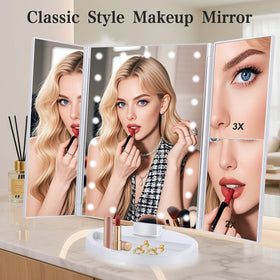 deweisn Tri-Fold Lighted Vanity Mirror side view showing adjustable panels