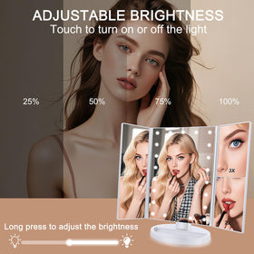 deweisn Tri-Fold Lighted Vanity Mirror with touch sensor switch