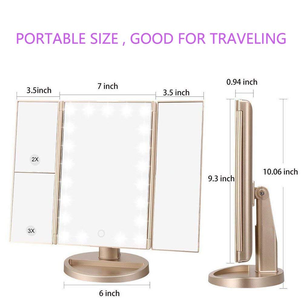 deweisn Tri-Fold Vanity Mirror base holding jewelry