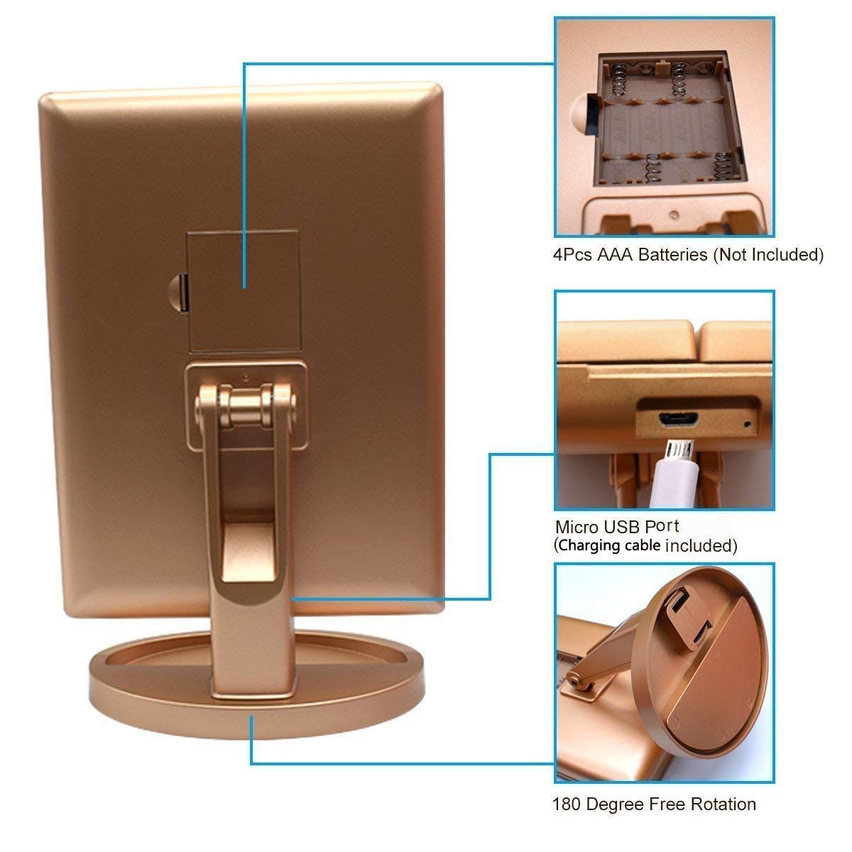 deweisn Tri-Fold Vanity Mirror side view showing 3 panels