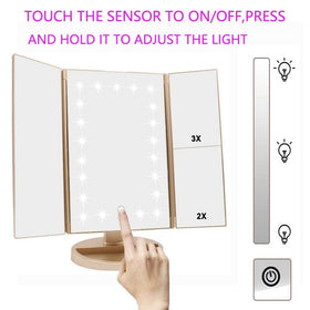 deweisn Tri-Fold Vanity Mirror with 3X magnification panel