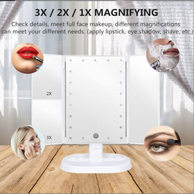 deweisn Trifold Lighted Makeup Mirror close-up of LED lights